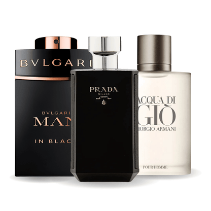 BVLGARI IN BLACK, GIORGIO ARMANI ACQUA DI GIO, L'HOMME PRADA INTENSE