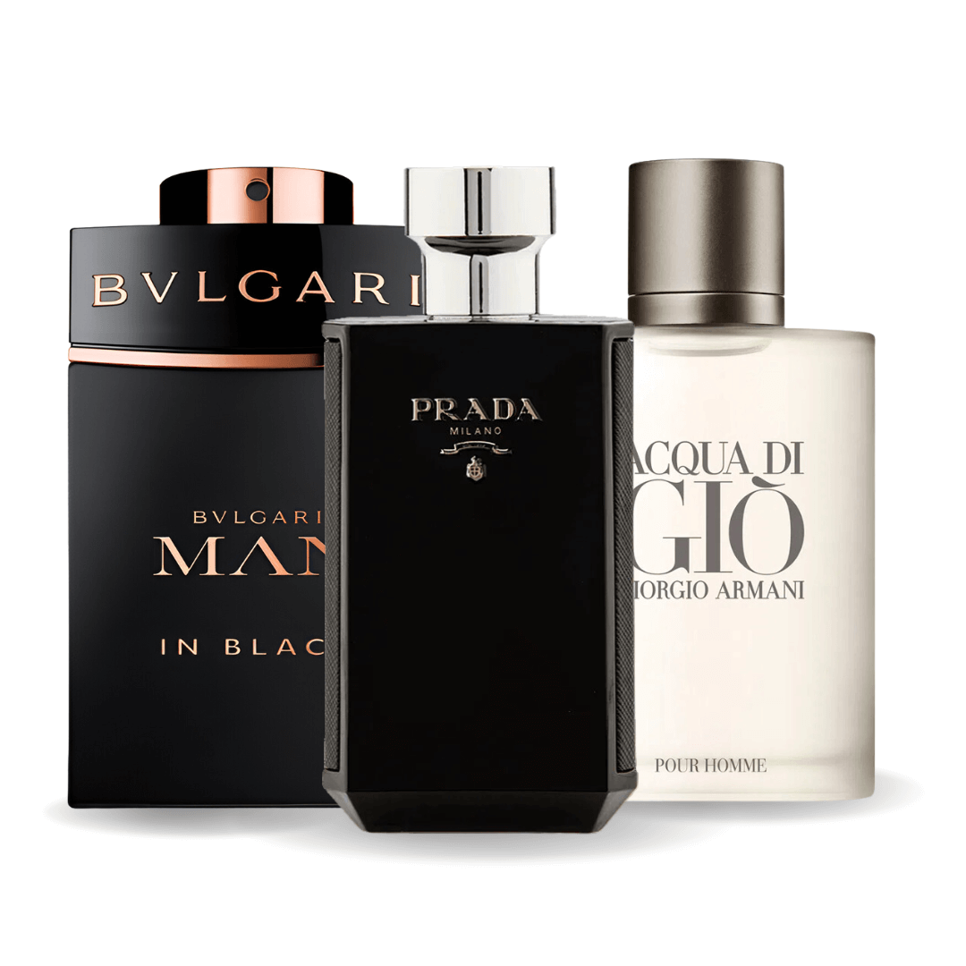SET: BVLGARI IN BLACK, GIORGIO ARMANI ACQUA DI GIO, L'HOMME PRADA INTENSE