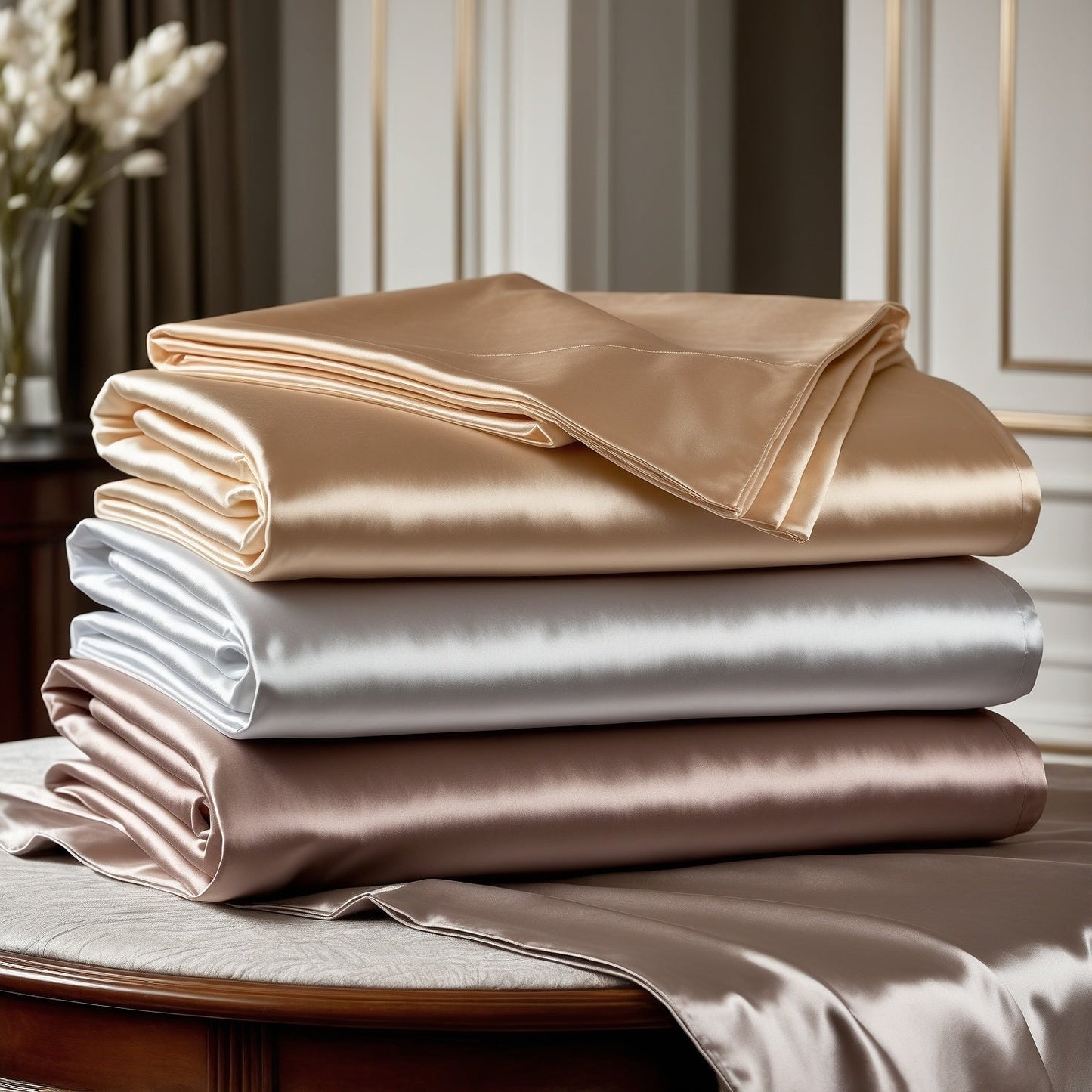 SET DI 4 PEZZI PER LETTO DI LUSSO IN SETA EGIZIANA