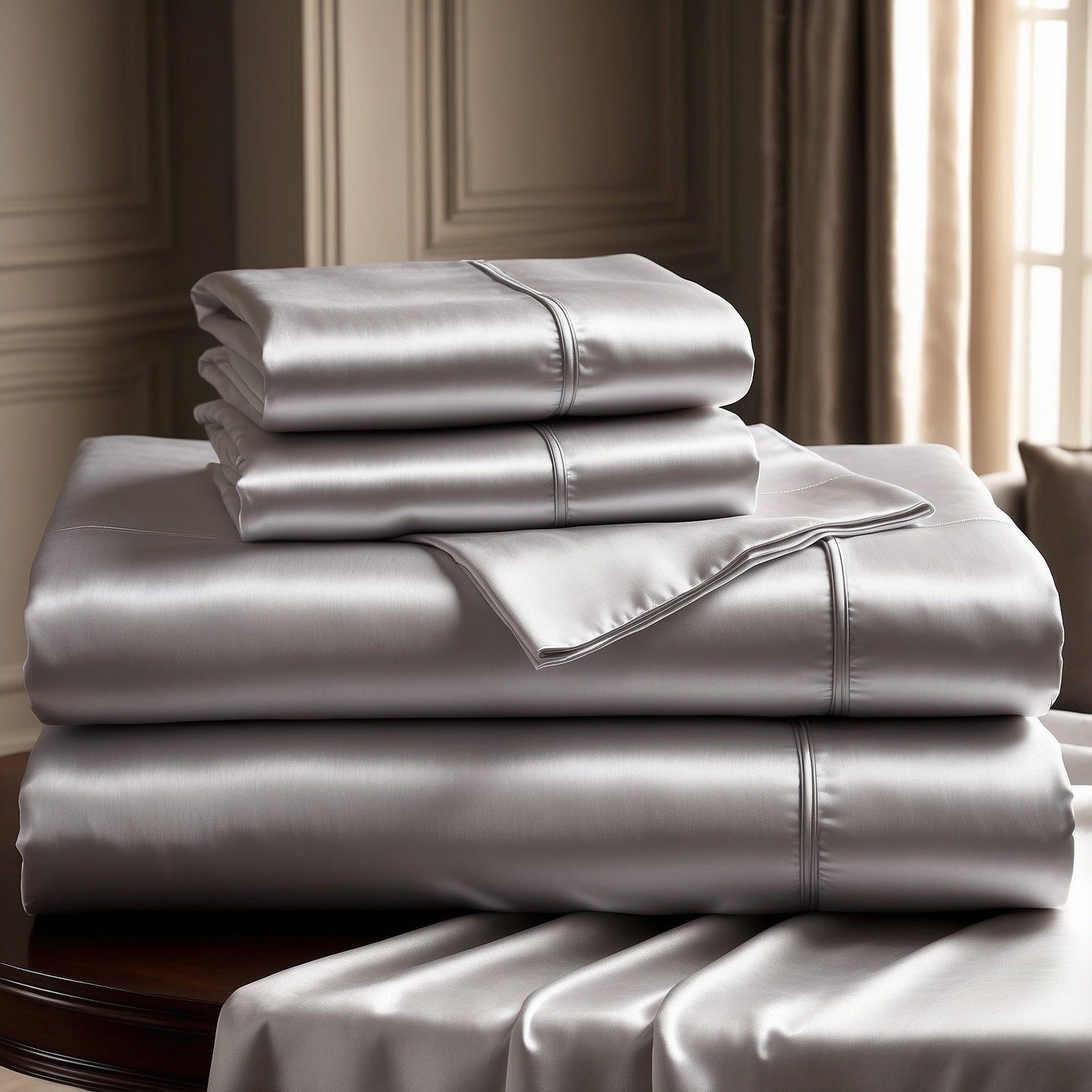 SET DI 4 PEZZI PER LETTO DI LUSSO IN SETA EGIZIANA